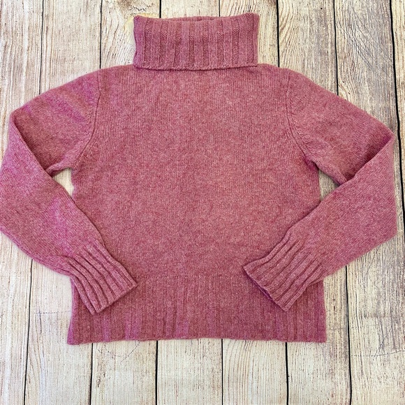 J. Crew Sweaters - J Crew Mauve Turtleneck Sweater Size Large 100% Wool Cozy Cabincore Preppy